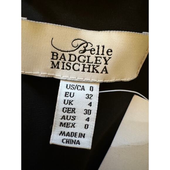 Badgley Mischka Bethany Gown Size 0 Blue Black Long Sleeve Lace Maxi Dress - Picture 3 of 9